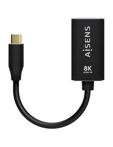 Conversor Aisens A109-0690/ USB Tipo-C Macho - DisplayPort Hembra/ Hasta 27W/ 1250Mbps/ 15cm/ Negro 2