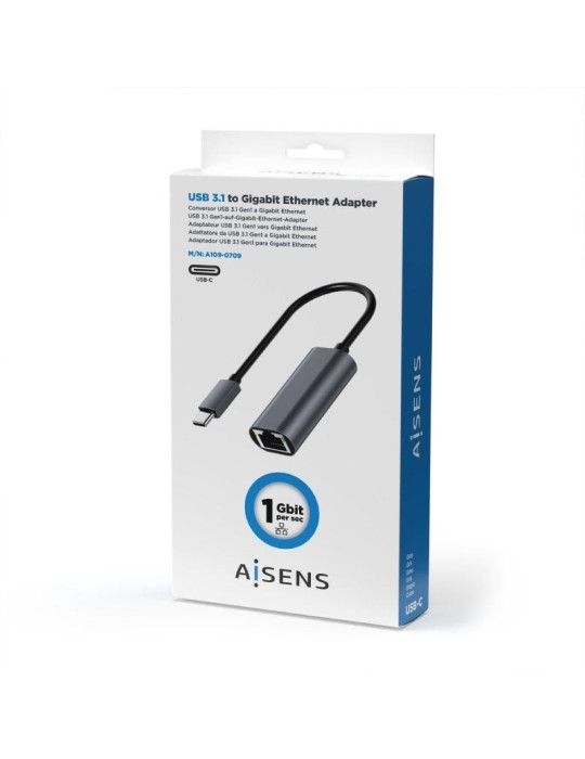 Adaptador USB Tipo-C - RJ45 Aisens A109-0709/ 1000Mbps