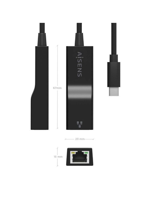Adaptador USB Tipo-C - RJ45 Aisens A109-0765/ 1000 Mbps