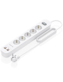 Regleta con Interruptor Aisens ASPS-2A2C14-W/ 5 Tomas de Corriente/ 2 USB - 2 USB Tipo-C/ Cable 1.4m/ Blanco