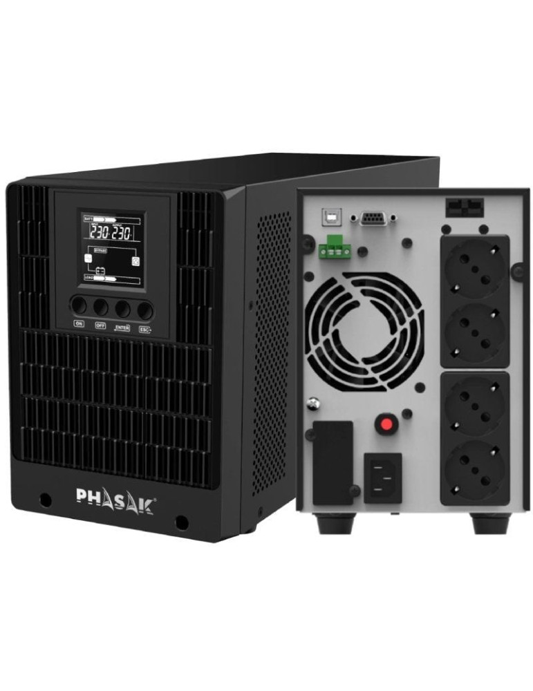 SAI Online Phasak 2000 VA Online LCD/ 2000VA-2000W/ 4 Salidas/ Formato Torre