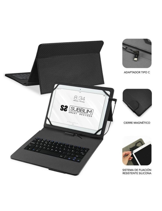 Funda con Teclado Subblim Keytab Pro USB para Tablets de 10.1"-11"/ Negra
