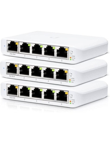 Switch Gestionado Ubiquiti USW-Flex Mini 5 Puertos/ RJ45 10/100/1000 PoE/ Pack 3 uds