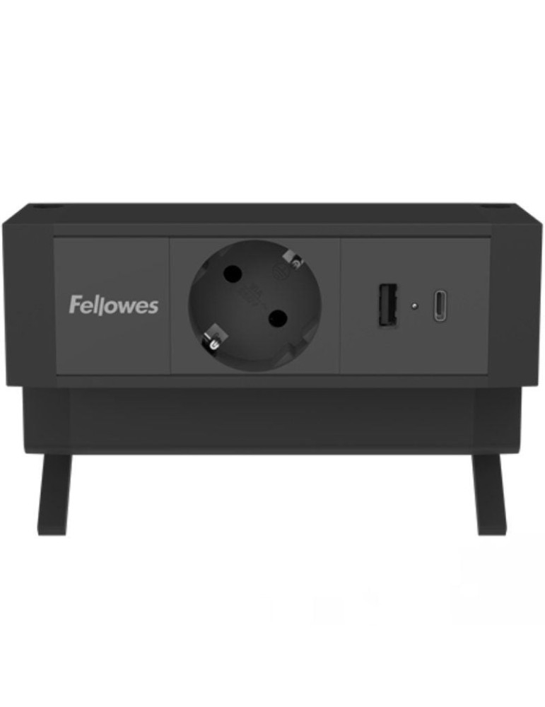 Regleta Sobremesa Fellowes 100137172/ 1 Tomas de corriente/ 1 USB - 1 USB Tipo-C/ Cable 2m/ Negra