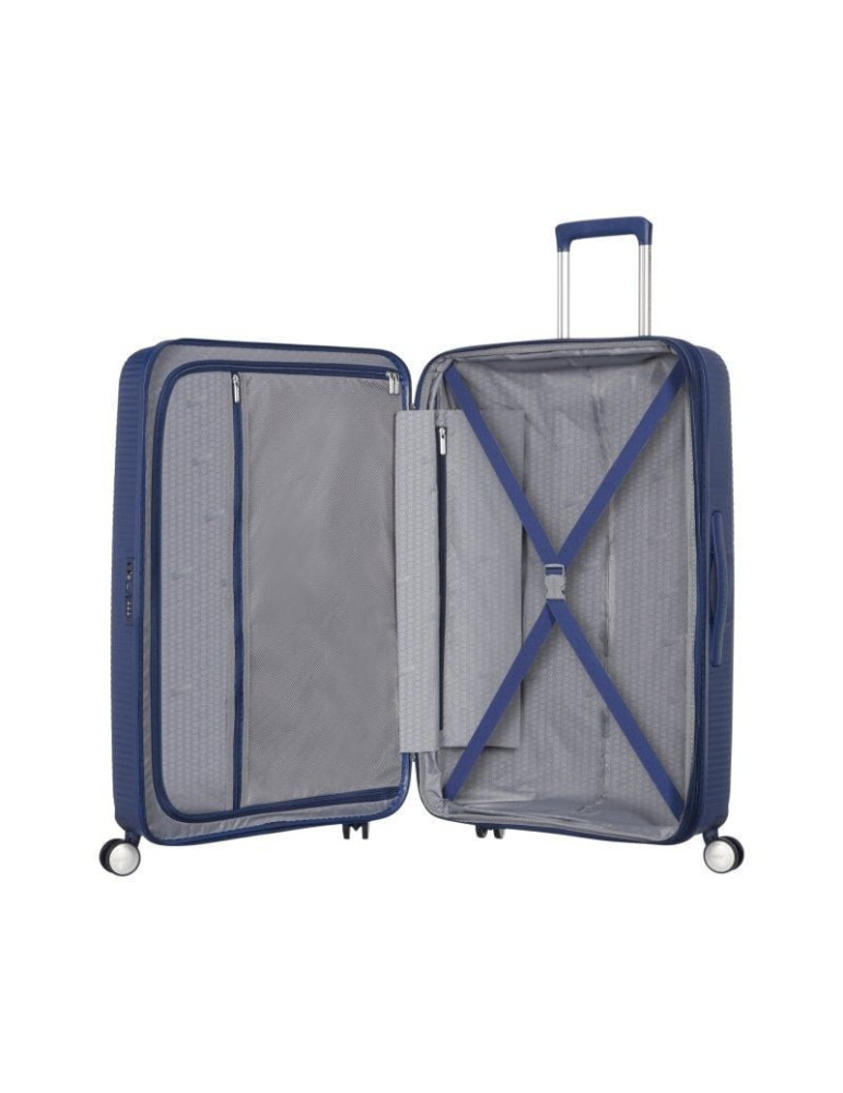 Maleta Mediana American Tourister SoundBox Spinner 67cm/ 67x46.5x29cm/ 4 Ruedas/ Azul Marino