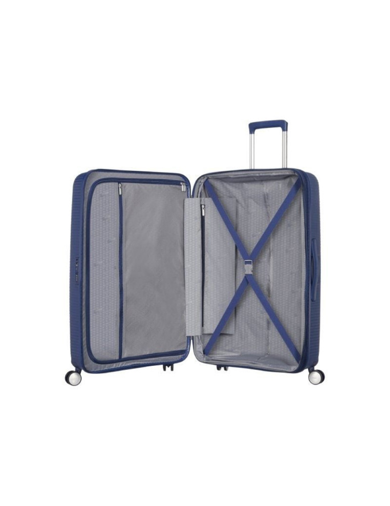 Maleta Grande American Tourister SoundBox Spinner 77cm/ 77x51.5x29.5cm/ 4 Ruedas/ Azul Marino