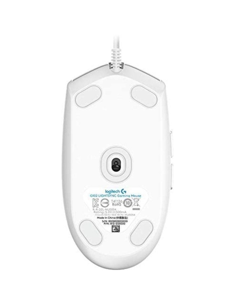 Ratón Gaming Logitech G102 Lightsync/ Hasta 8000 DPI/ Blanco