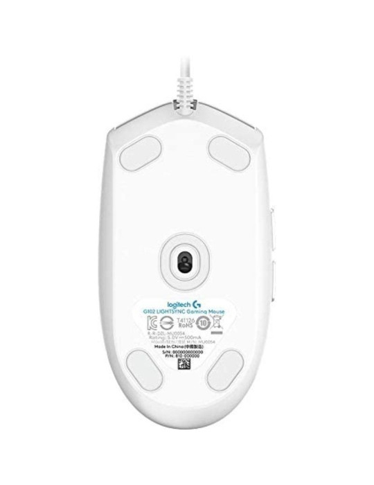 Ratón Gaming Logitech G102 Lightsync/ Hasta 8000 DPI/ Blanco