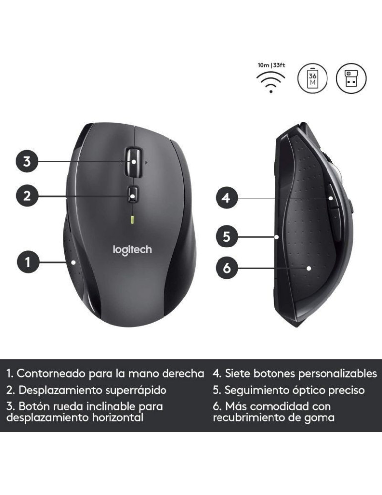 Ratón Inalámbrico Logitech Marathon M705/ Hasta 1000 DPI