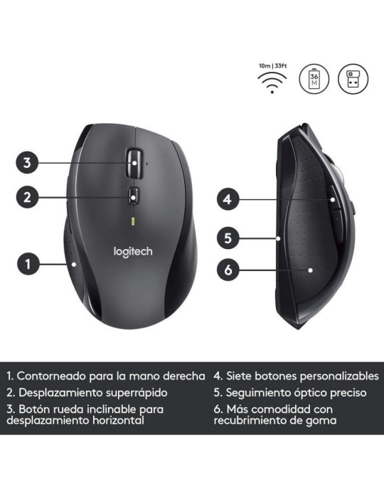Ratón Inalámbrico Logitech Marathon M705/ Hasta 1000 DPI