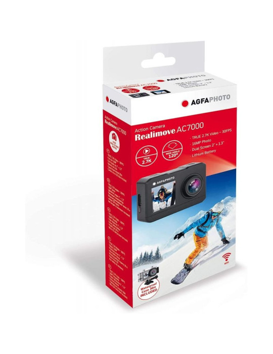 Cámara Digital Deportiva AgfaPhoto AC7000 2.7K/ 16MP/ Ángulo de visión 120 / Gris