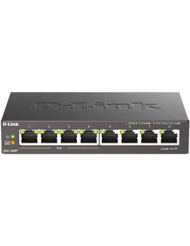 Switch D-Link DGS-1008P 8 Puertos/ RJ-45 Gigabit 10/100/1000/ PoE 2