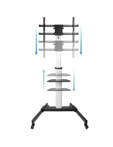 Soporte de Suelo Inclinable/ Ajustable con Ruedas TooQ FS1886M-B para TV de 37-86"/ hasta 50kg 2
