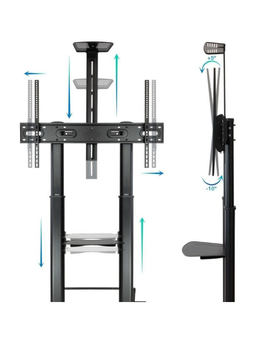 Soporte de Suelo Inclinable/ Ajustable con Ruedas Tooq FS20400HM-B para TV de 60-100"/ hasta 100kg