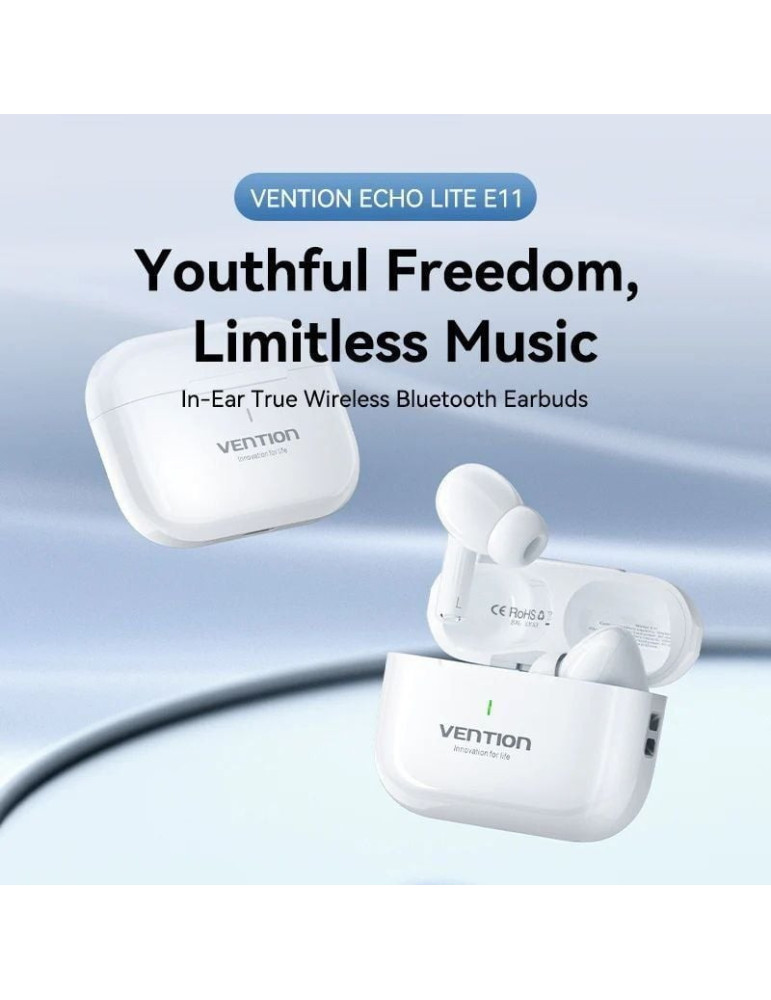 Auriculares Bluetooth Vention Echo Lite E11 con estuche de carga/ Autonomía 6h/ Blancos