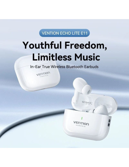 Auriculares Bluetooth Vention Echo Lite E11 con estuche de carga/ Autonomía 6h/ Blancos