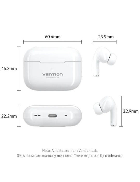 Auriculares Bluetooth Vention Echo Lite E11 con estuche de carga/ Autonomía 6h/ Blancos
