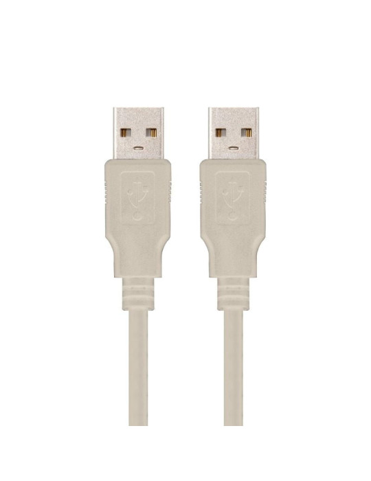 Cable USB 2.0 Nanocable 10.01.0302/ USB Macho - USB Macho/ 1m/ Beige