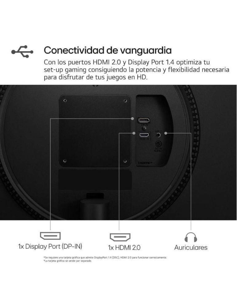 Monitor Gaming LG UltraGear 27GS60F-B 27"/ Full HD/ 1ms/ 180Hz/ IPS/ Negro