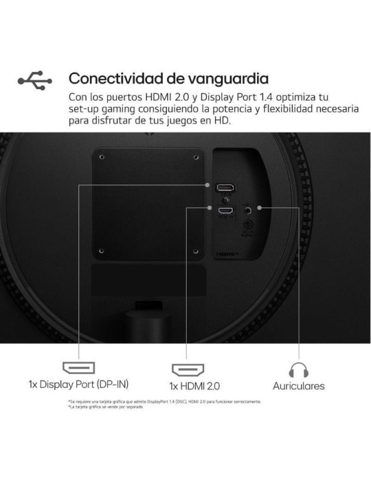 Monitor Gaming LG UltraGear 27GS60F-B 27"/ Full HD/ 1ms/ 180Hz/ IPS/ Negro