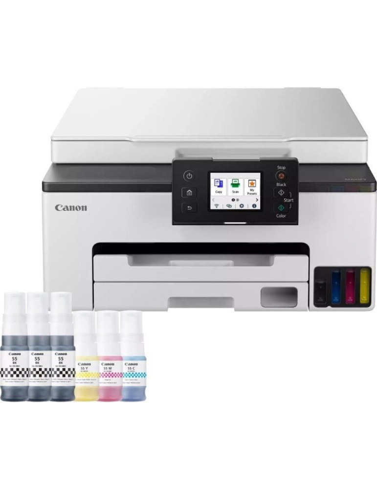 Multifunción Recargable Canon MAXIFY GX1050 MegaTank 3 en 1 WiFi/ Dúplex/ Pack impresora + consumibles XL/ Blanca