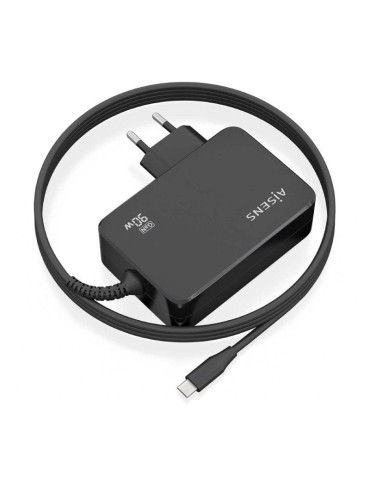 Cargador de Portátil GaN Aisens ASCH-1PD90WL034-BK/ 1xUSB Tipo-C + Cable 1.8m/ 90W/ Automático/ Voltaje 5-20V 2
