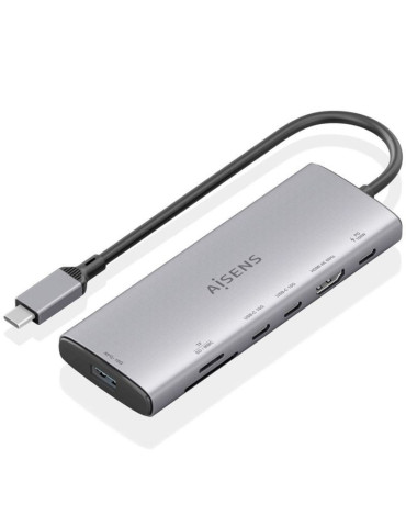 Docking USB Tipo-C Aisens ASUC-7P031-GR/ 1xHDMI 4K/ 1xUSB/ 2xUSB Tipo-C/ 1xLector Tarjetas/ 1xUSB Tipo-C PD/ Gris