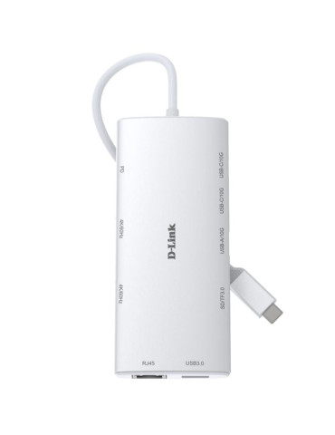 Docking USB Tipo-C D-Link DUP-A01/ 1xUSB/ 2xUSB Tipo-C/ 2xHDMI 4K/ 1xRJ45/ 1xLector de Tarjetas/ 1xUSB Tipo-C PD/ Blanco