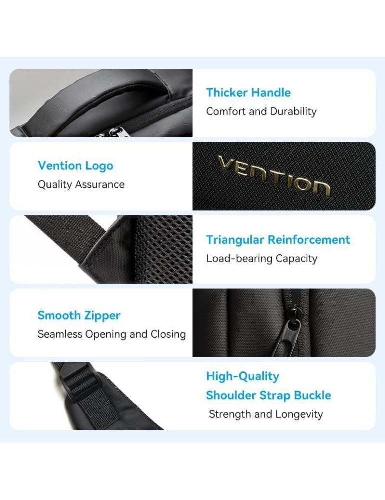 Mochila Vention KRRB0 para Portátiles hasta 15.6"/ 20L/ Impermeable/ Negra