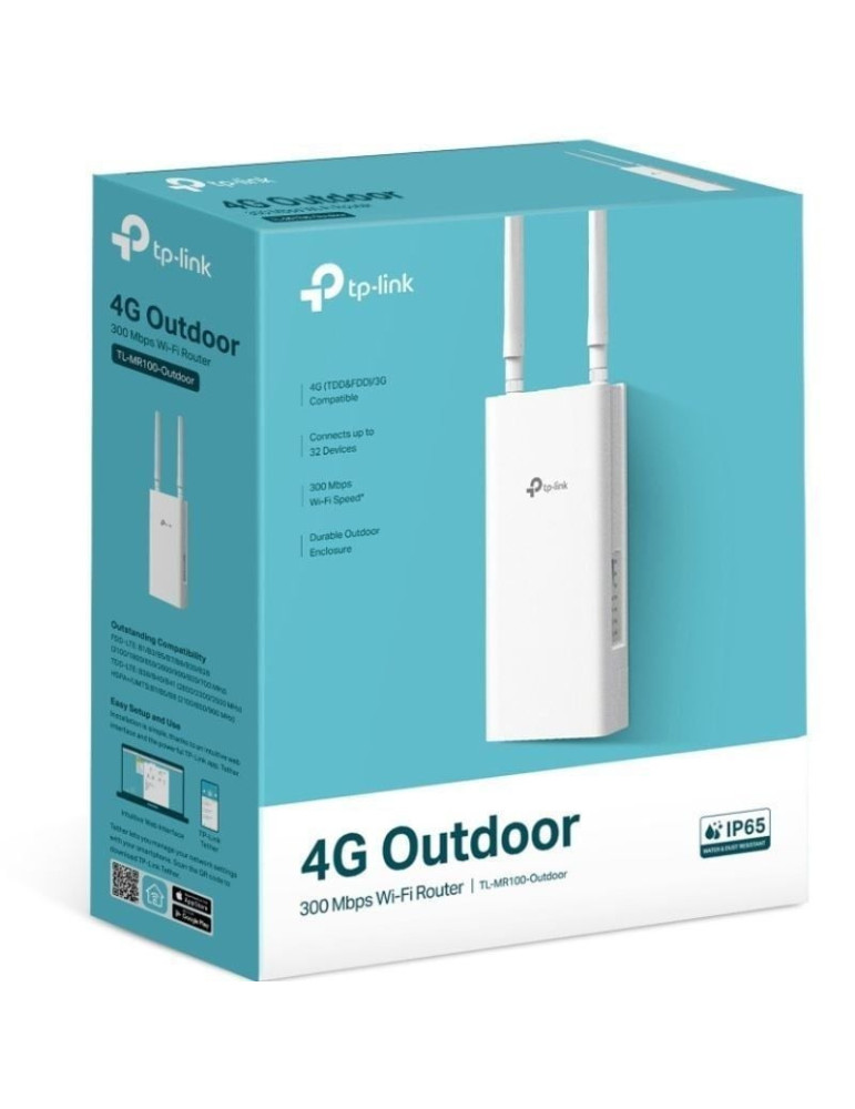Router Inalámbrico 4G TP-Link TL-MR100-Outdoor 300Mbps/ 2.4GHz/ 2 Antenas/ WiFi 802.11 b/g/n