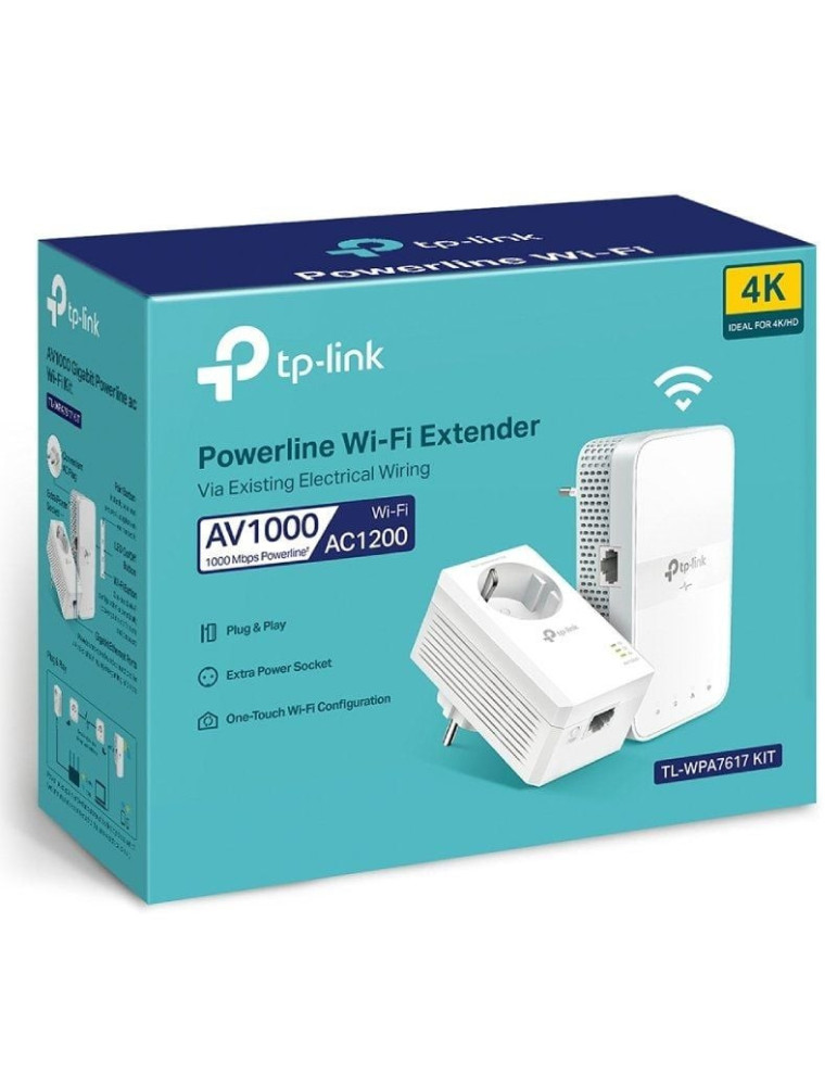 Adaptador Powerline TP-Link TL-WPA7617 KIT 1000Mbps/ Alcance 300m/ Pack de 2