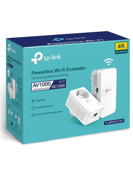 Adaptador Powerline TP-Link TL-WPA7617 KIT 1000Mbps/ Alcance 300m/ Pack de 2