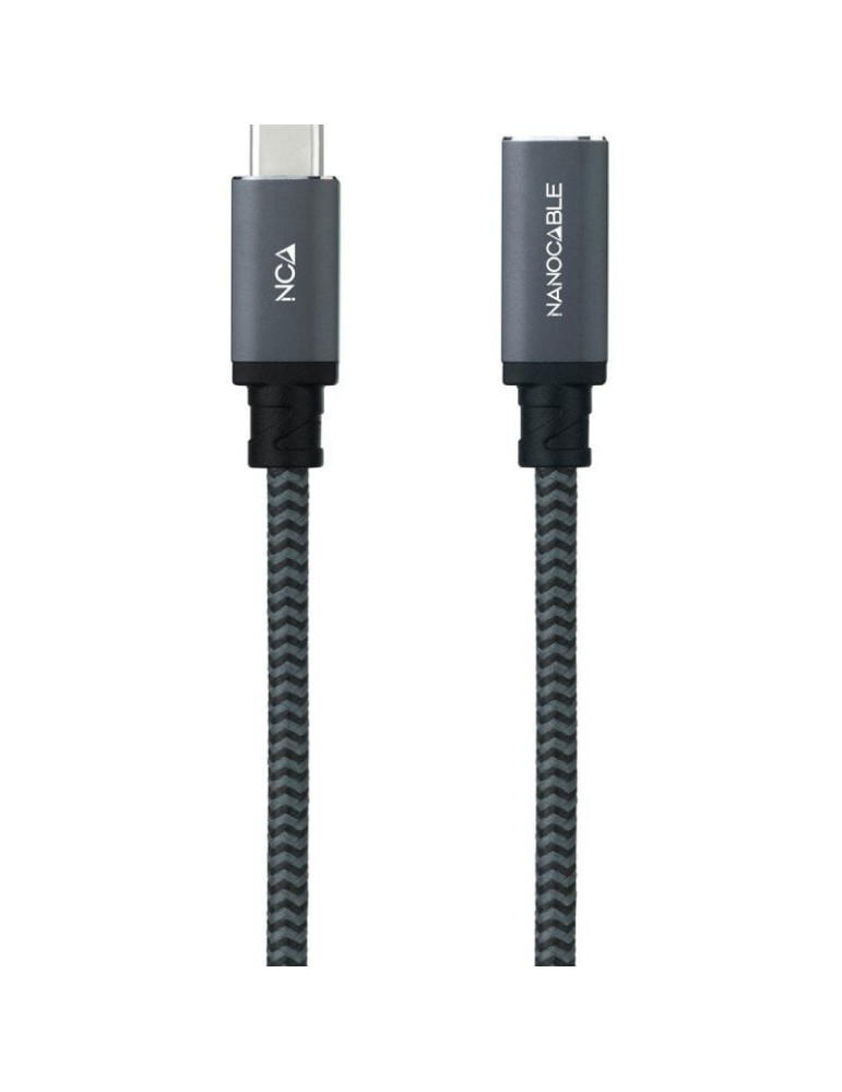 Cable Alargador USB Tipo-C 3.2 Nanocable 10.01.4501-L150-COMB/ USB Tipo-C Macho - USB Tipo-C Hembra/ 1.5m/ Negro