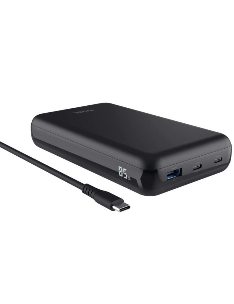 Batería Externa/Powerbank Trust Laro 20000mAh/ 100W/ Negra/ Compatible con Portátiles