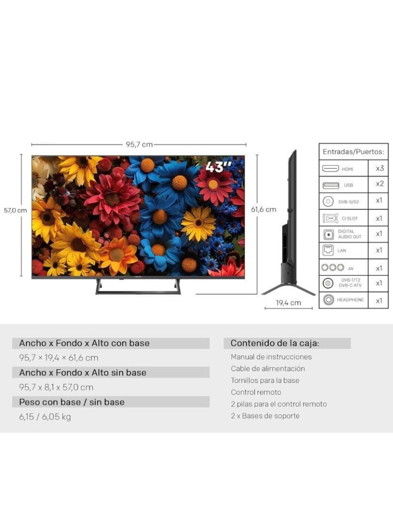 Televisor Metz QLED+ 43MQF7500Z 43"/ Ultra HD 4K/ Smart TV/ WiFi