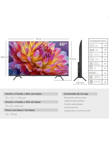 Televisor Metz 50MUF7000Z 50"/ Ultra HD 4K/ Smart TV/ WiFi 2