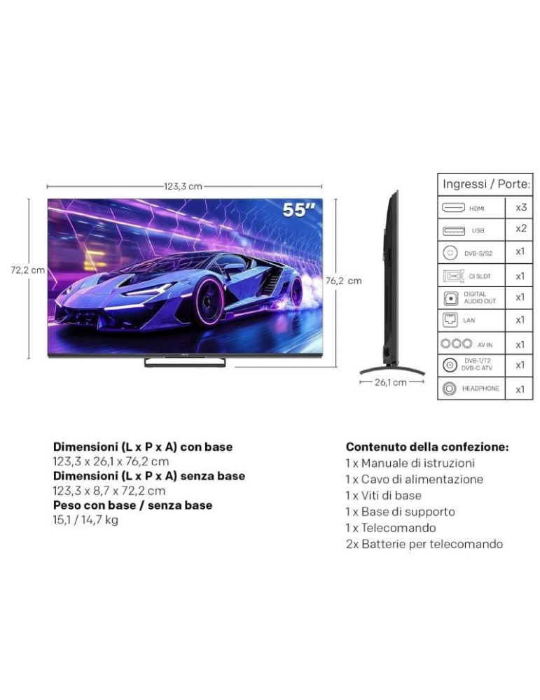 Televisor Metz QLED-MiniLED 55MNE8000Z 55"/ Ultra HD 4K/ Smart TV/ WiFi