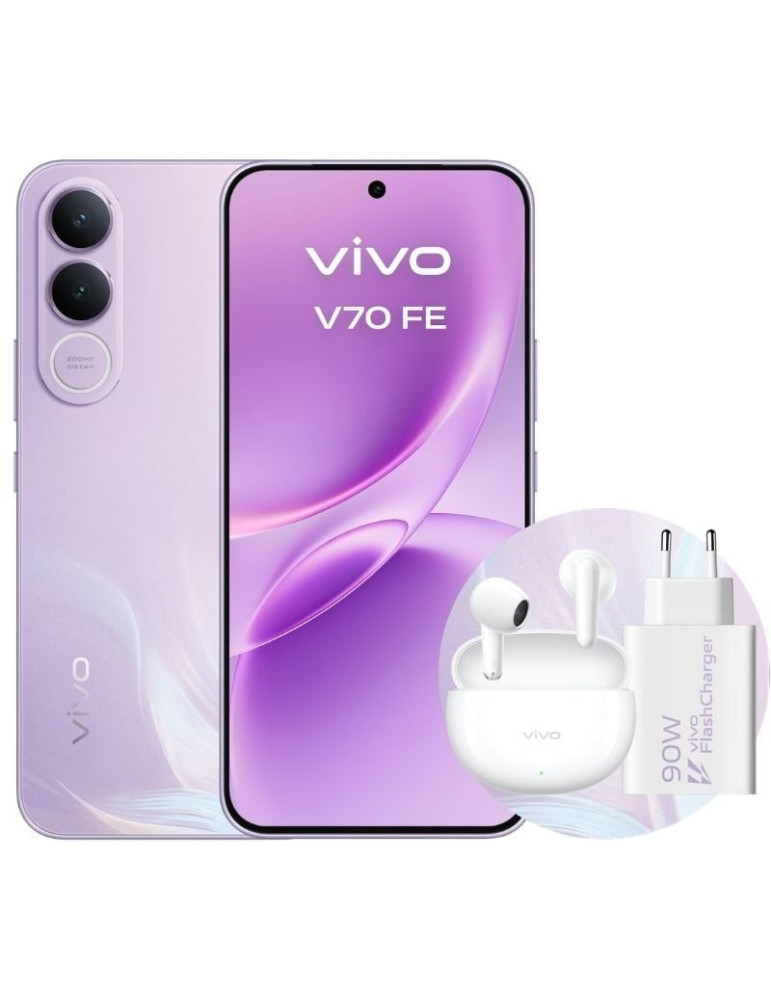 Smartphone Vivo V70 FE 8GB/ 512GB/ 6.83"/ 5G/ Púrpura/ Incluye Cargador + Auriculares