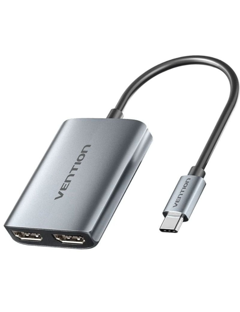 Cable Conversor Vention ACZHB/ USB Tipo-C Macho - 2x HDMI Macho/ Gris