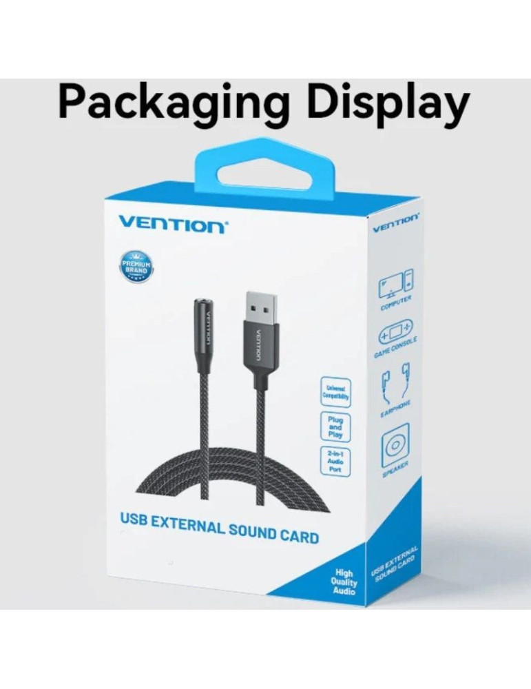 Conversor Vention CVEBC/ Jack 3.5 Hembra - USB Macho/ 1m/ Gris