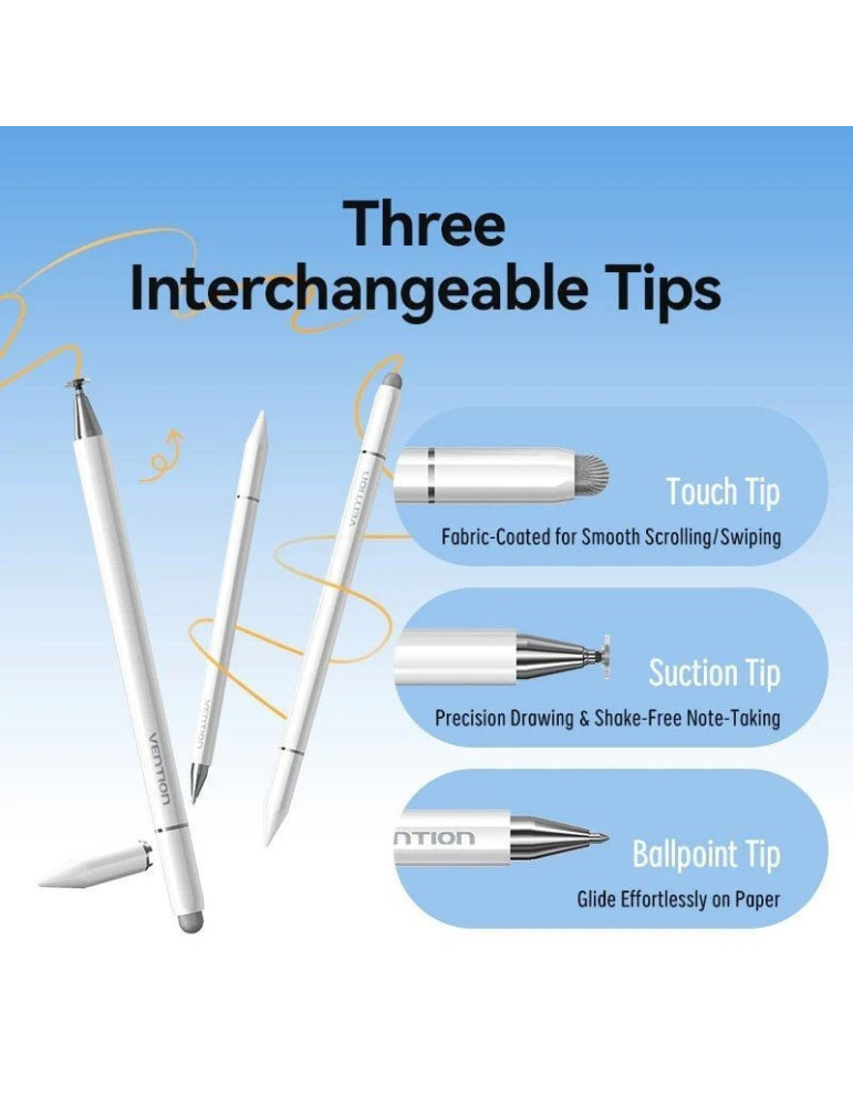 Lápiz Óptico Vention KQLW0/ para Android, Apple y Windows/ Blanco