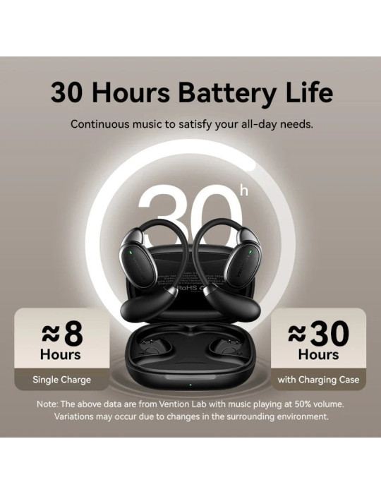 Auriculares Bluetooth Vention Open Ear 013 con estuche de carga/ Autonomía 8h/ Negros