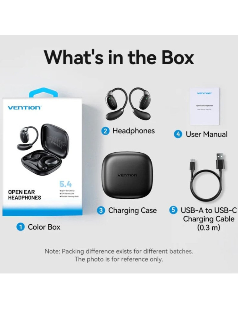 Auriculares Bluetooth Vention Open Ear 013 con estuche de carga/ Autonomía 8h/ Negros