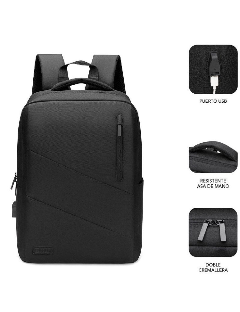 Mochila Subblim City Backpack para Portátiles hasta 15.6"/ Puerto USB/ Negra