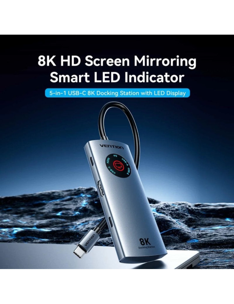 Docking USB Tipo-C Vention TQXHB/ 2xUSB/ 1xUSB Tipo-C/ 1xHDMI/ 1xUSB Tipo-C PD/ Gris