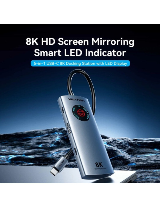 Docking USB Tipo-C Vention TQXHB/ 2xUSB/ 1xUSB Tipo-C/ 1xHDMI/ 1xUSB Tipo-C PD/ Gris