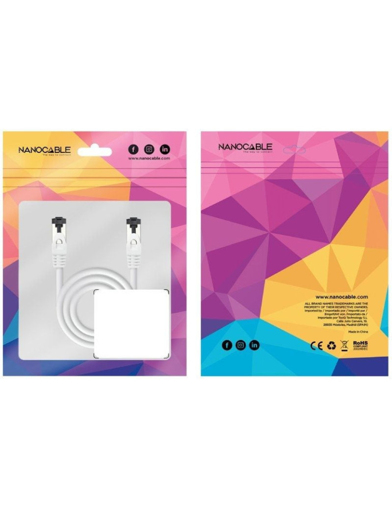 Cable de Red RJ45 SSTP Nanocable 10.20.2000-W Cat.8.1/ 50cm/ Blanco
