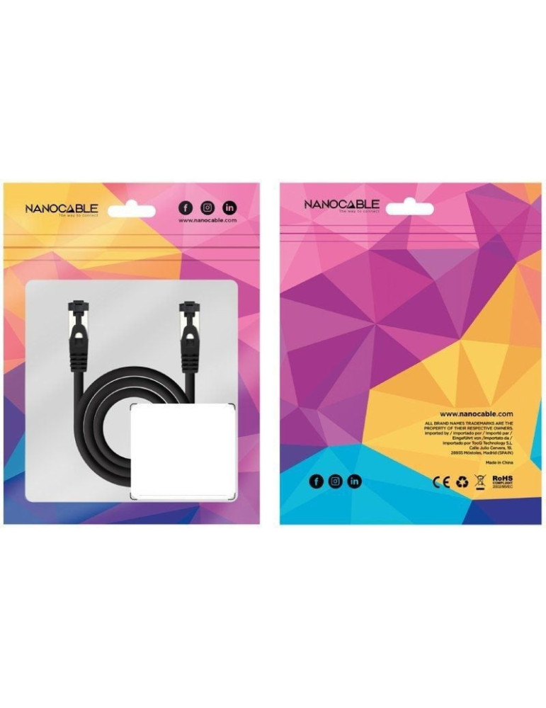 Cable de Red RJ45 SSTP Nanocable 10.20.2001-BK Cat.8.1/ 1m/ Negro