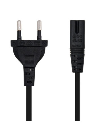 Cable Alimentación Forma 8 Nanocable 10.22.0402-L200/ CEE7/16 Macho - C7 Hembra/ 2m/ Negro 2
