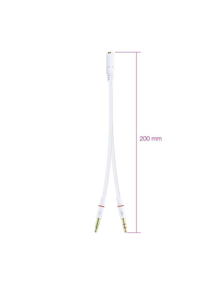 Cable Estéreo Nanocable 10.24.1203/ Jack 3.5 Hembra - 2x Jack 3.5 Macho/ 20cm/ Blanco